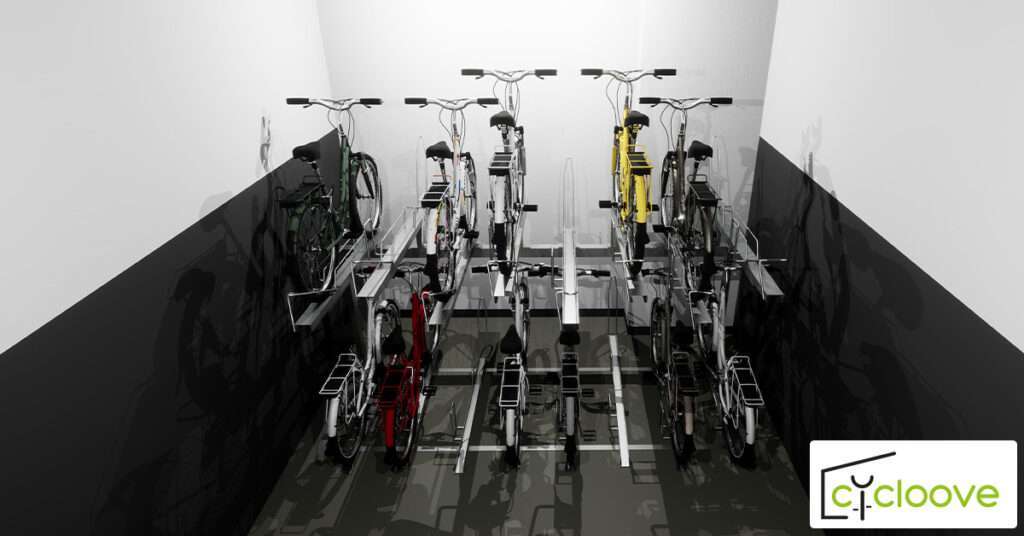 Pose de racks vélos, totem d'outillage et station de gonflage pour la RIVP