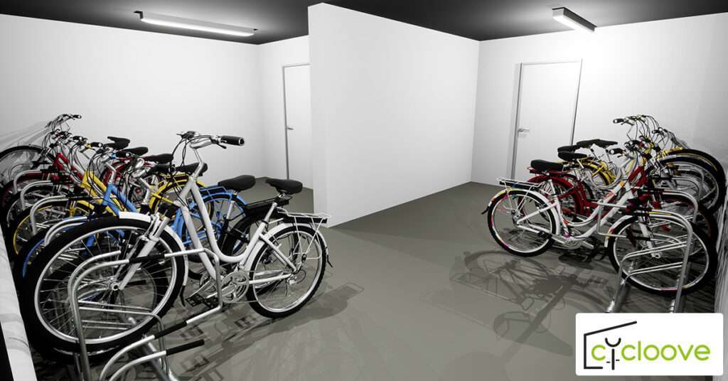 Installation racks vélos Falco ideal 2.0 et d’une station de gonflage et boite à outils murale